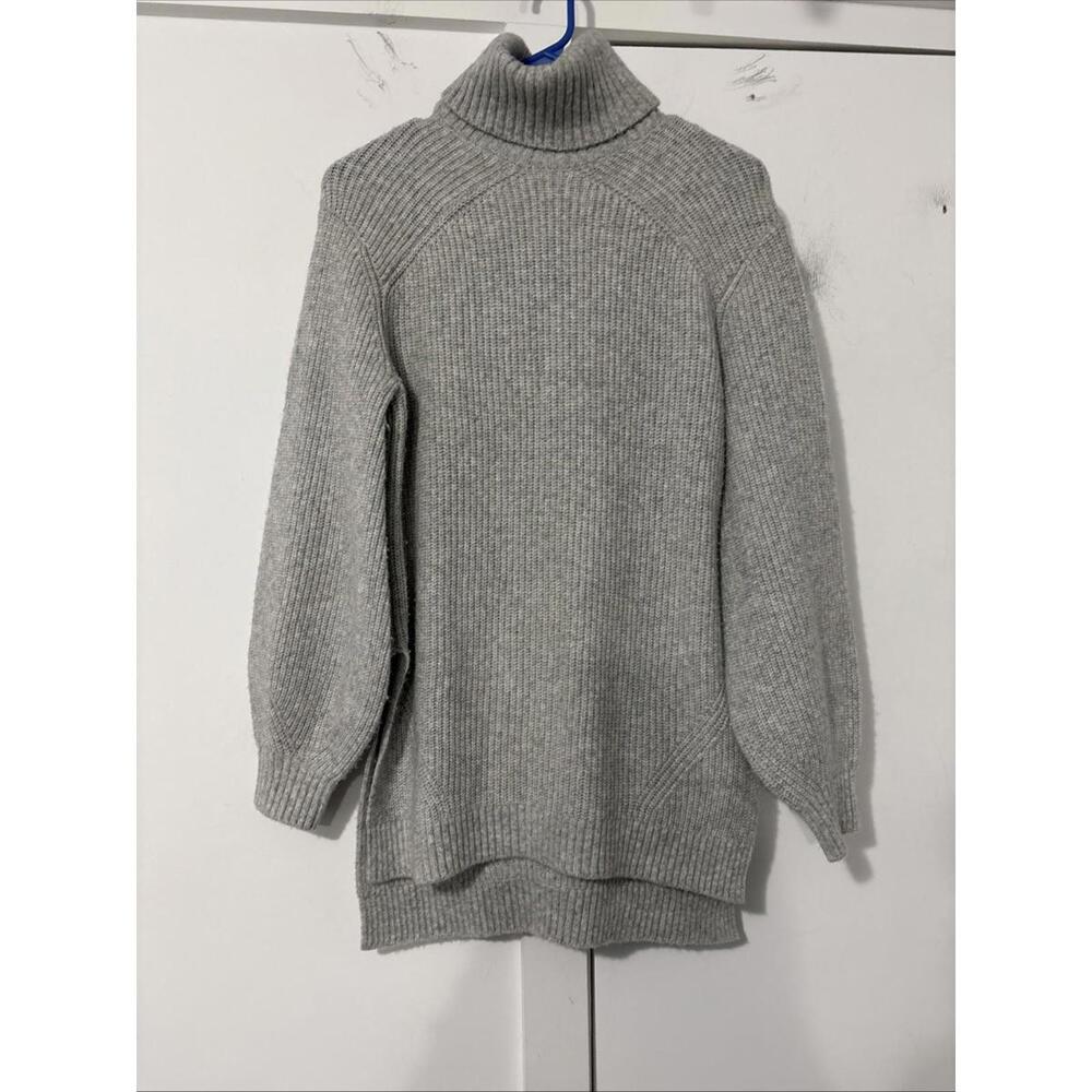 Ted Baker Wool Grey Roll Neck Jumper Bell Sleeves Size‎ 1 Small